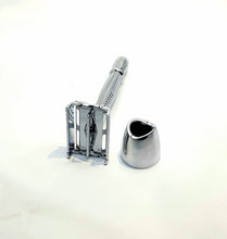 Load image into Gallery viewer, Bare & Co. - Long Handle Butterfly Safety Razor - Silver (with Stand) Bare & Co. - The Well Store