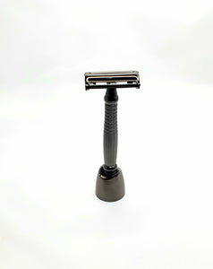 Bare & Co. - Long Handle Butterfly Safety Razor - Gunmetal (with Stand) Bare & Co. - The Well Store