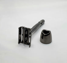 Load image into Gallery viewer, Bare &amp; Co. - Long Handle Butterfly Safety Razor - Gunmetal (with Stand) Bare &amp; Co. - The Well Store
