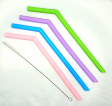 Load image into Gallery viewer, Reusable Silicone Smoothie Straws (4 Pack with Bonus Cleaner)
