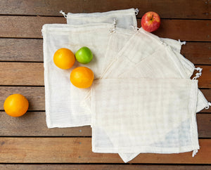 Bare & Co. - Reusable Organic Cotton Net Produce Bags (6 Pack) Bare & Co. - The Well Store