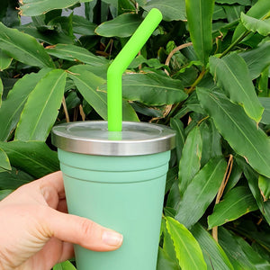 Reusable Silicone Smoothie Straws (4 Pack with Bonus Cleaner)