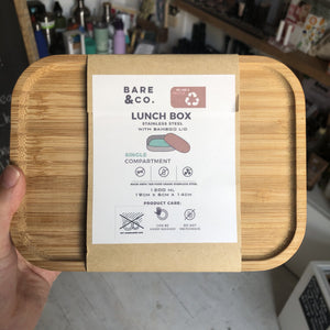 Stainless Steel Lunch Box with Bamboo Lid (1200ml)