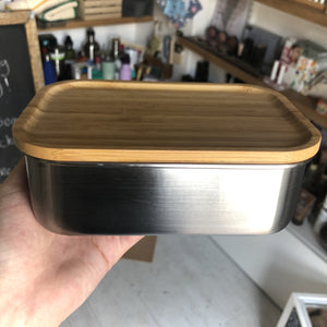 Stainless Steel Lunch Box with Bamboo Lid (800ml)